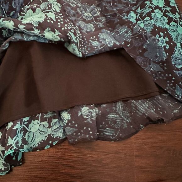 Nanette Lepore black & blue floral silk midi dress size 12 - Picture 6 of 13